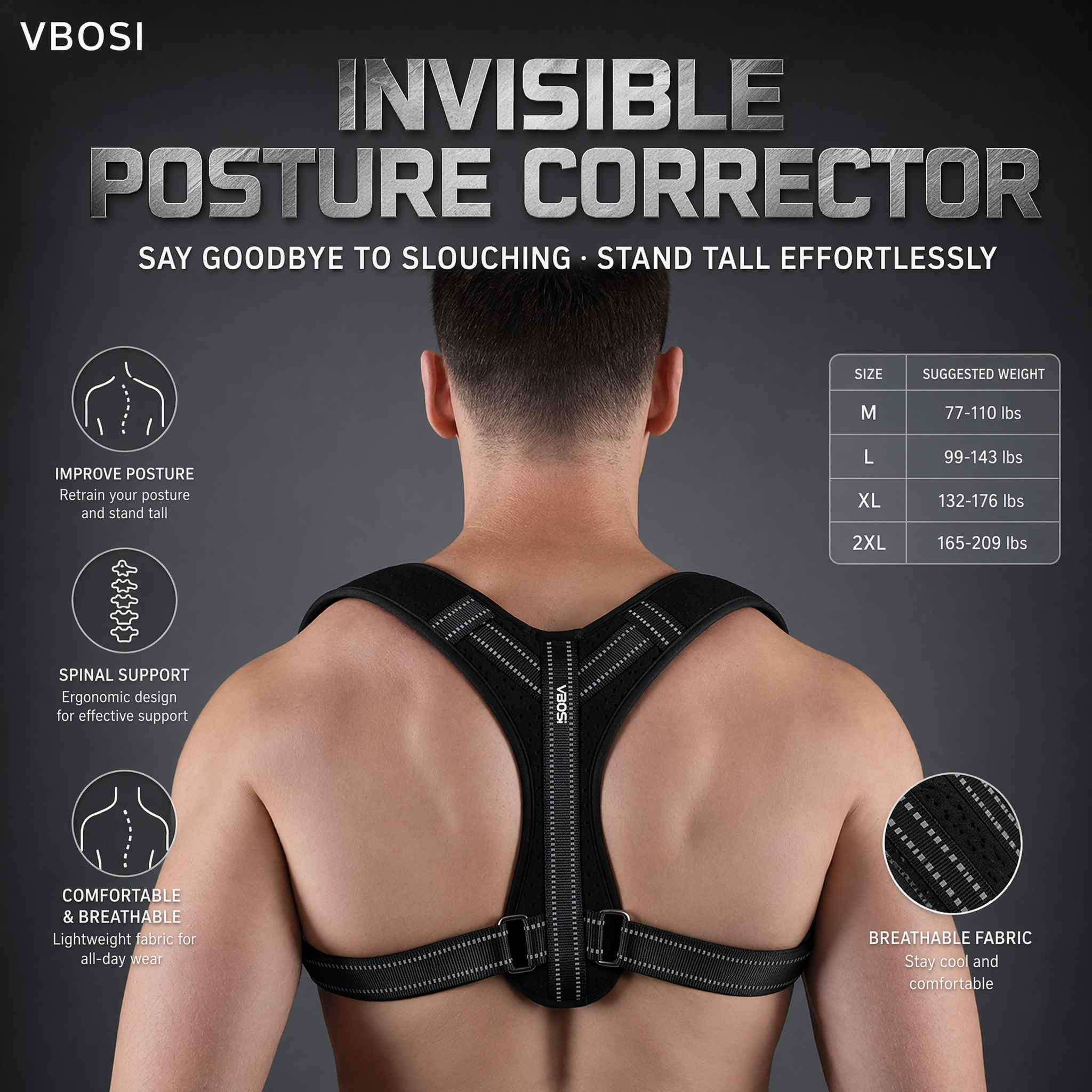 Posture Corrector Back Brace - VBOSI Back Posture Corrector Belt Unisex