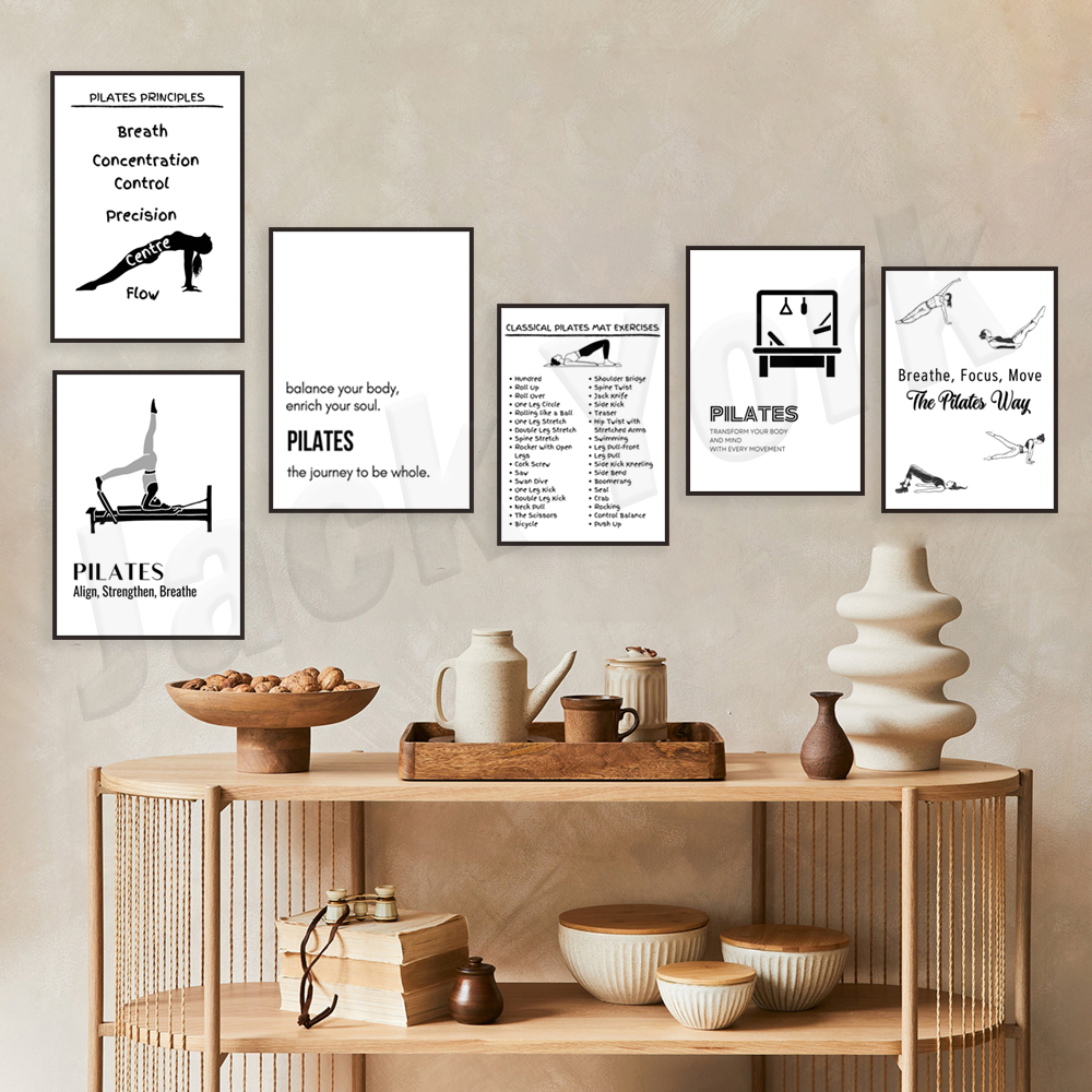 Pilates poses, pilates princip - Health Wellness Poster recension och pris