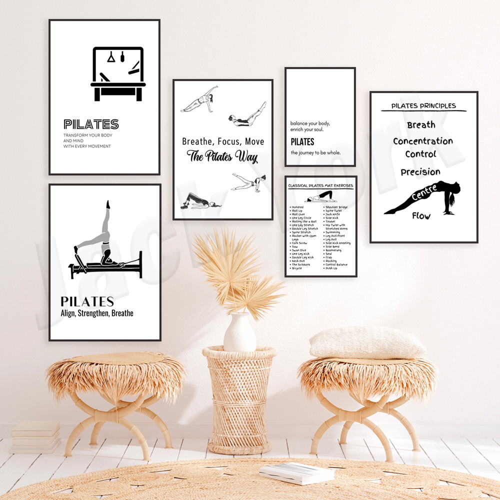 Pilates poses, pilates princip - Health Wellness Poster recension och pris