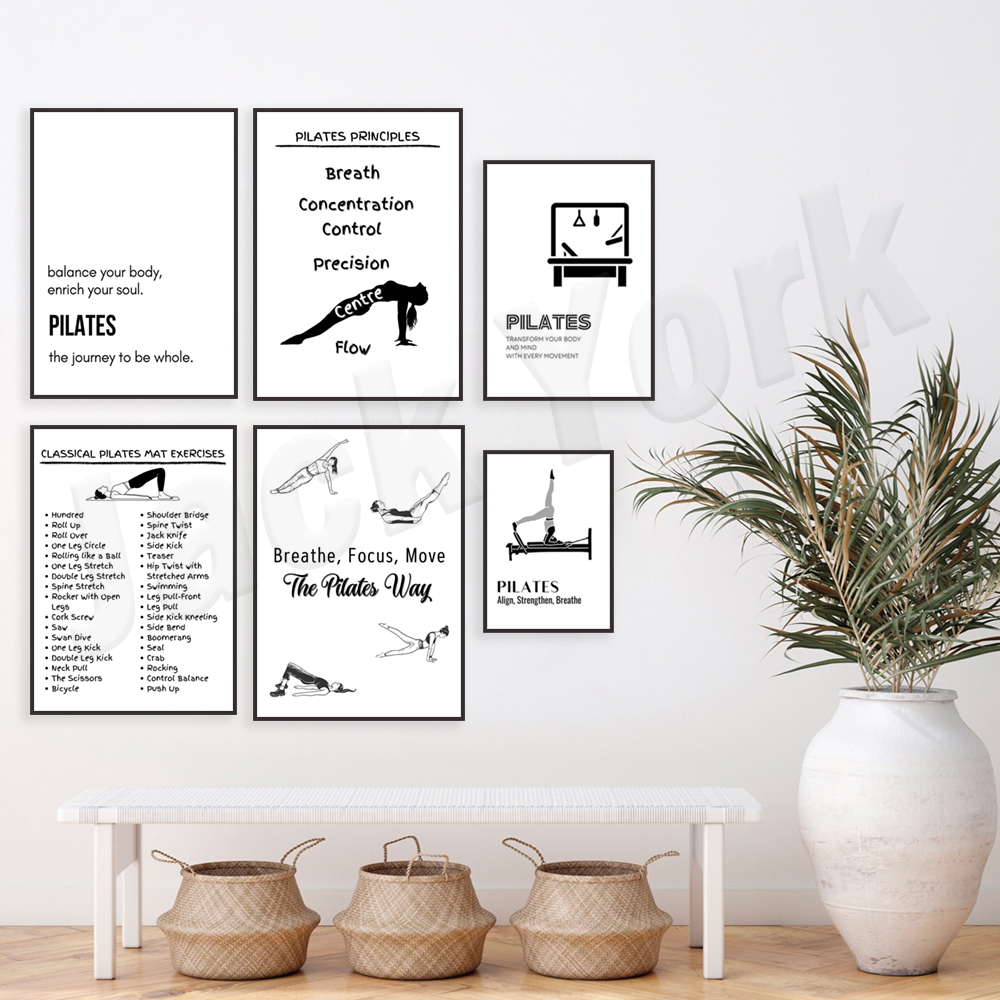 Pilates poses, pilates princip - Health Wellness Poster recension och pris